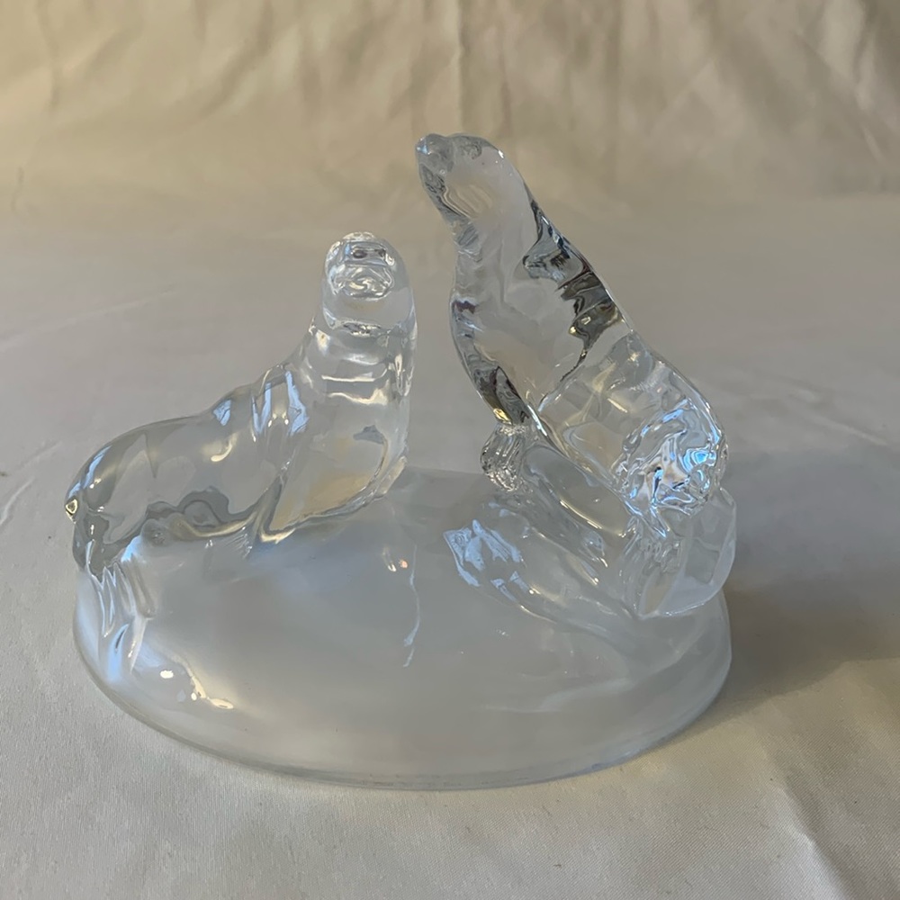 Cristal d’ Arques Sea Lion Family - Crystal Lead figurine